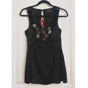 Vintage RARE 2000s Rampage Satin Enamel Embellishment Mini Dress Y2K Babydoll